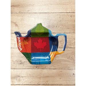 Canada Souvenir Tea Bag Holder Teapot Maple Leaf NEW